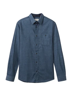 TOM TAILOR Hemd Langarm in feiner Cordoptik navy