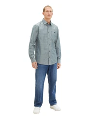 TOM TAILOR Hemd Langarm in feiner Cordoptik taubenblau