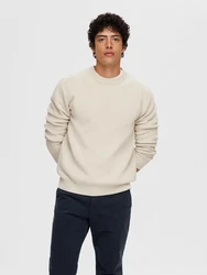 SELECTED HOMME Rundhalspullover SLHDANE ecru