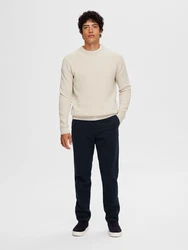 SELECTED HOMME Rundhalspullover SLHDANE ecru