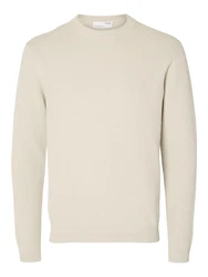 SELECTED HOMME Rundhalspullover SLHDANE ecru
