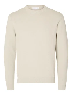SELECTED HOMME Rundhalspullover SLHDANE ecru