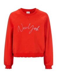 Sweater majica svijetlocrvena / prljavo bijela