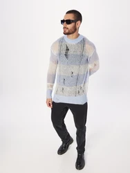 ABOUT YOU Limited Pullover 'Leo' blau / weiß