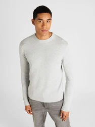SELECTED HOMME Rundhalspullover SLHDANE hellgrau
