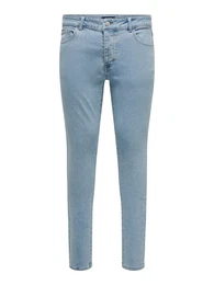 Jeans 'WARP' blue denim / hellbraun