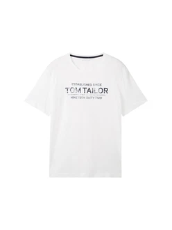 TOM TAILOR T-Shirt mit Frontprint schwarz/weiß
