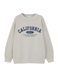 Sweater majica ecru/prljavo bijela / morsko plava