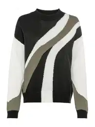 Svetr olivová / černá / bílá