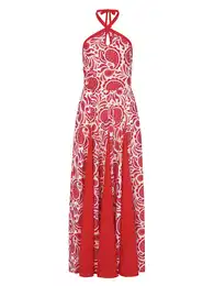 Šaty oranžová / magenta / ohnivá červená / bílá