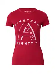 Tričko 'NINETEEN EIGHTY 7' červená / bílá