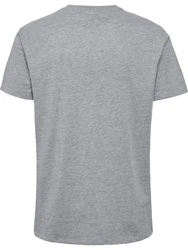hummel T-Shirt Regular Fit Stretch Rundhalsausschnitt Logo (7928) graumeliert/weiß