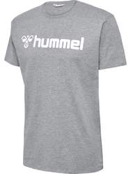 hummel T-Shirt Regular Fit Stretch Rundhalsausschnitt Logo (7928) graumeliert/weiß