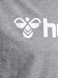 hummel T-Shirt Regular Fit Stretch Rundhalsausschnitt Logo (7928) graumeliert/weiß