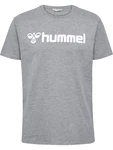 hummel T-Shirt Regular Fit Stretch Rundhalsausschnitt Logo (7928) graumeliert/weiß
