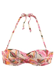 Horní díl plavek 'Bauhinia' starobéžová / tmavě zelená / oranžová / světle růžová