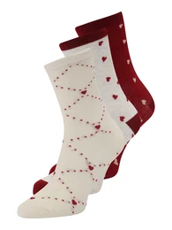 Ponožky šedý melír / vínově červená / offwhite