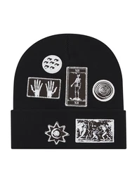 Mtze hellgrau / schwarz
