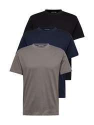 ABOUT YOU T-Shirt 'Len' marineblau / anthrazit / schwarz