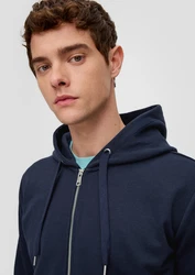 QS Sweatjacke Basic-Sweatjacke blau