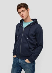 QS Sweatjacke Basic-Sweatjacke blau
