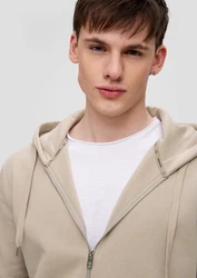 QS Sweatjacke Basic-Sweatjacke beige