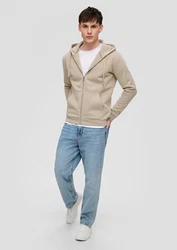 QS Sweatjacke Basic-Sweatjacke beige