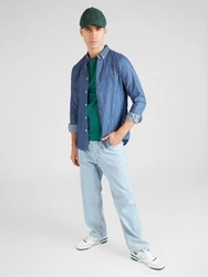 FARAH Hemd blau denim / braun
