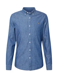 FARAH Hemd blau denim / braun