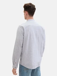 TOM TAILOR Hemd Langarmshirt taubenblau/wei