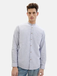 TOM TAILOR Hemd Langarmshirt taubenblau/wei