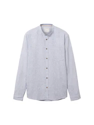 TOM TAILOR Hemd Langarmshirt taubenblau/wei