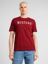 MUSTANG T-Shirt 'Austin' karminrot/weiß