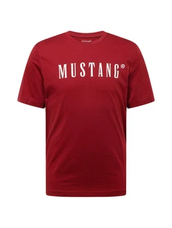 MUSTANG T-Shirt 'Austin' karminrot/weiß
