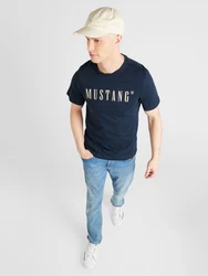 MUSTANG T-Shirt 'Austin' dunkelblau/offwhite