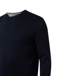 s.Oliver Rundhalspullover Basic mit gesticktem Logo auf der Brust dunkelblau