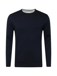 s.Oliver Rundhalspullover Basic mit gesticktem Logo auf der Brust dunkelblau