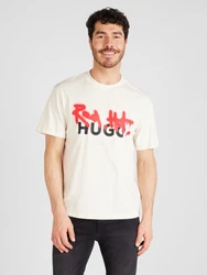 HUGO T-Shirt 'Dinricko' rot/schwarz/weiß
