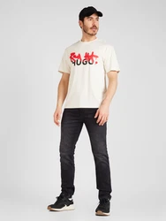 HUGO T-Shirt 'Dinricko' rot/schwarz/weiß
