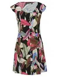 Šaty béžová / zelená / pink / černá