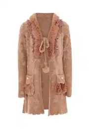 Kardigan puder roza / bijela