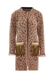 Kardigan boja devine dlake (camel) / karamela / crna / biserno bijela