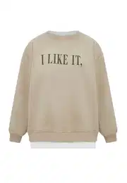 Sweater majica bež / čokolada / bijela
