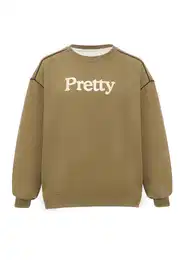 Sweater majica maslinasta / crna / bijela