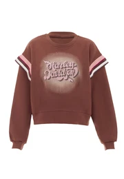 Sweater majica smeđa / roza / bijela