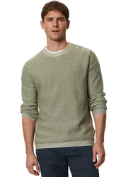 Marc O'Polo Strickpullover Crewneck oliv / weiß