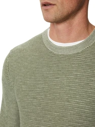 Marc O'Polo Strickpullover Crewneck oliv / weiß