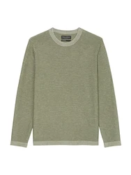 Marc O'Polo Strickpullover Crewneck oliv / weiß