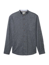 TOM TAILOR Hemd Langarmshirt marine/weiß