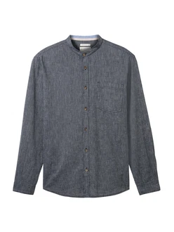 TOM TAILOR Hemd Langarmshirt marine/weiß